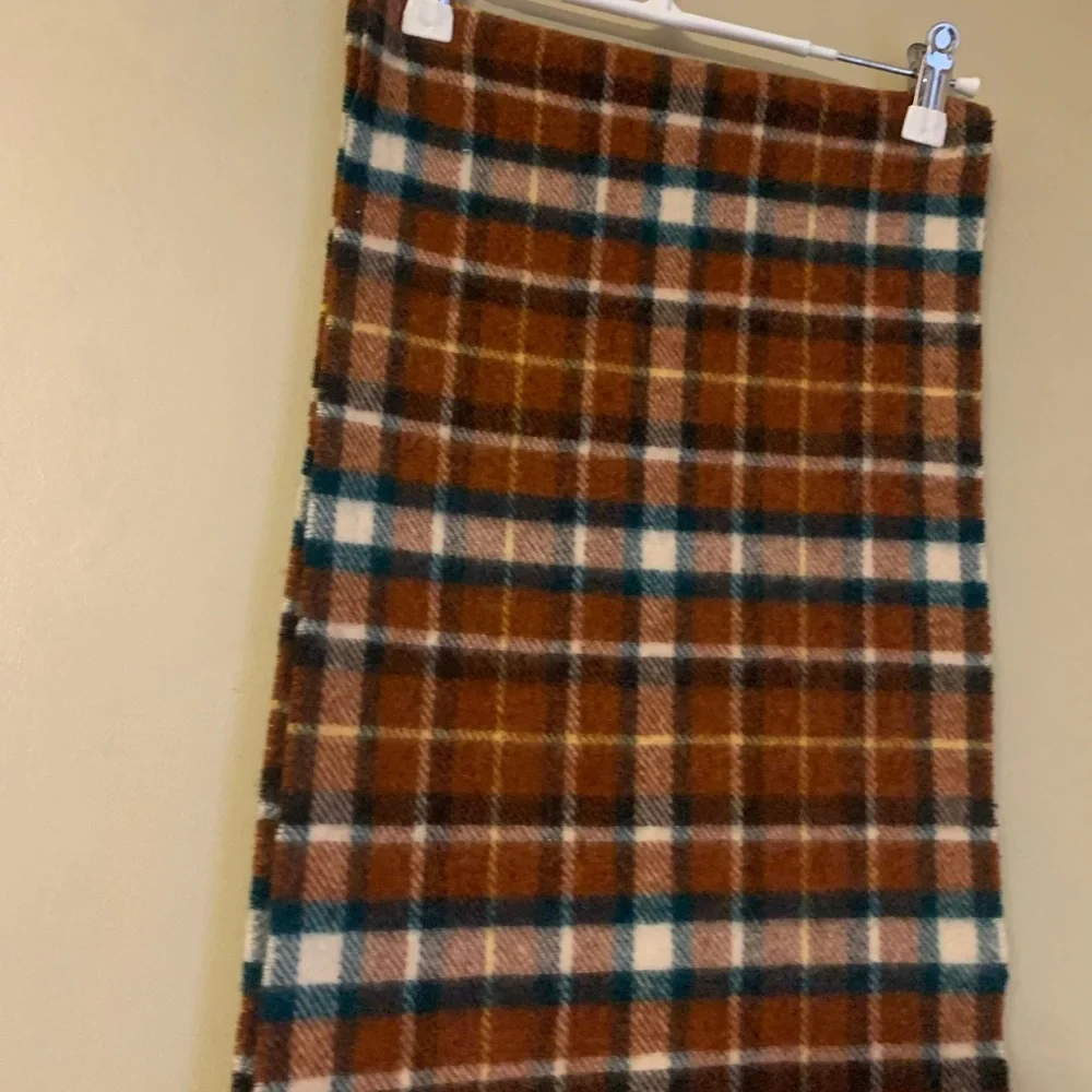 John Hanly Co LL Bean 100% Lambswool Scarf Trelana Plaid 66”x12” Made In Ireland